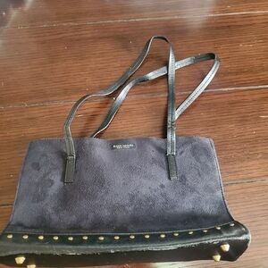 Kate Spade Black Suede Shoulder Bag with Gold Accents